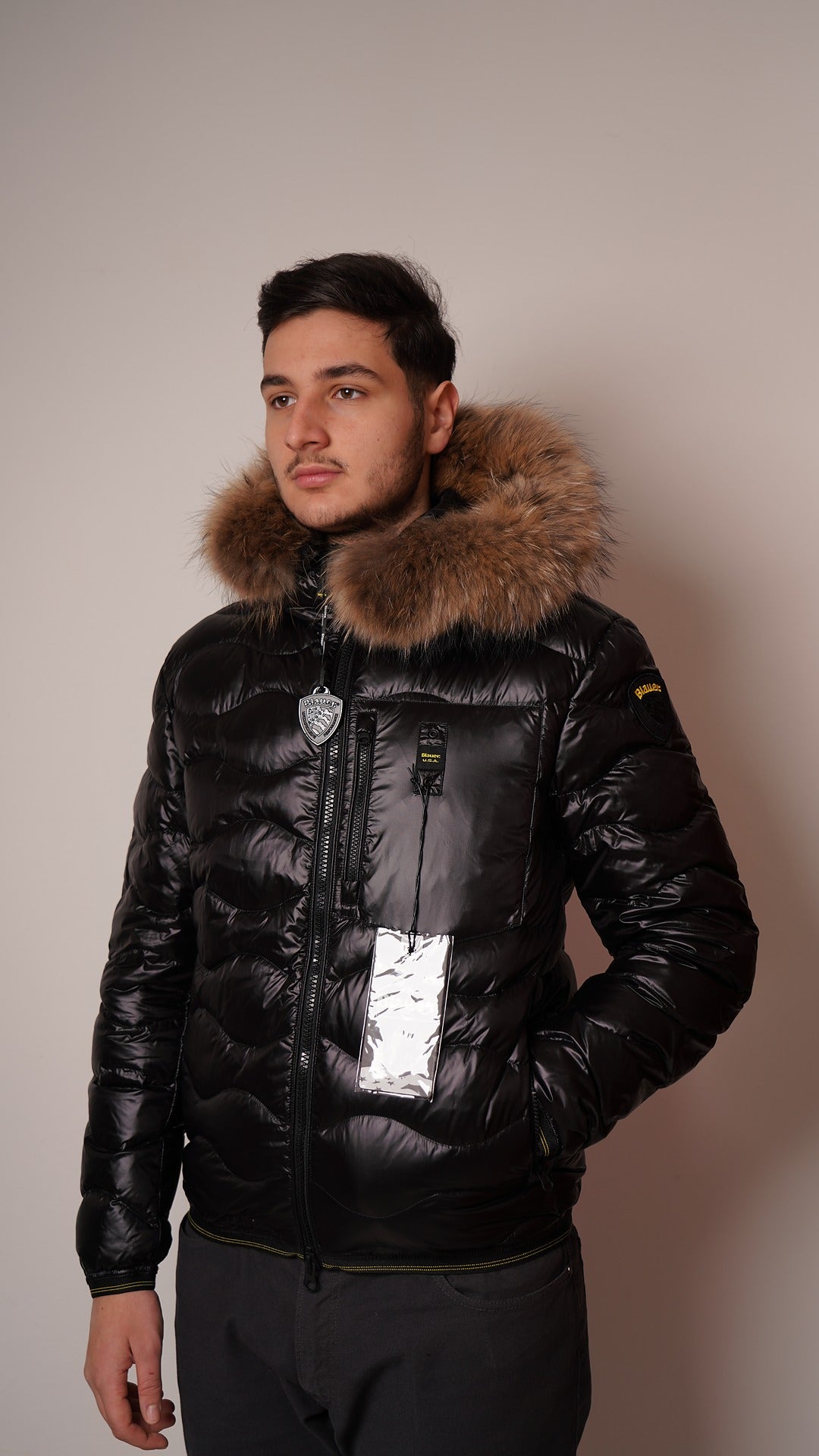 Blauer|Piumino ad onde con pelliccia