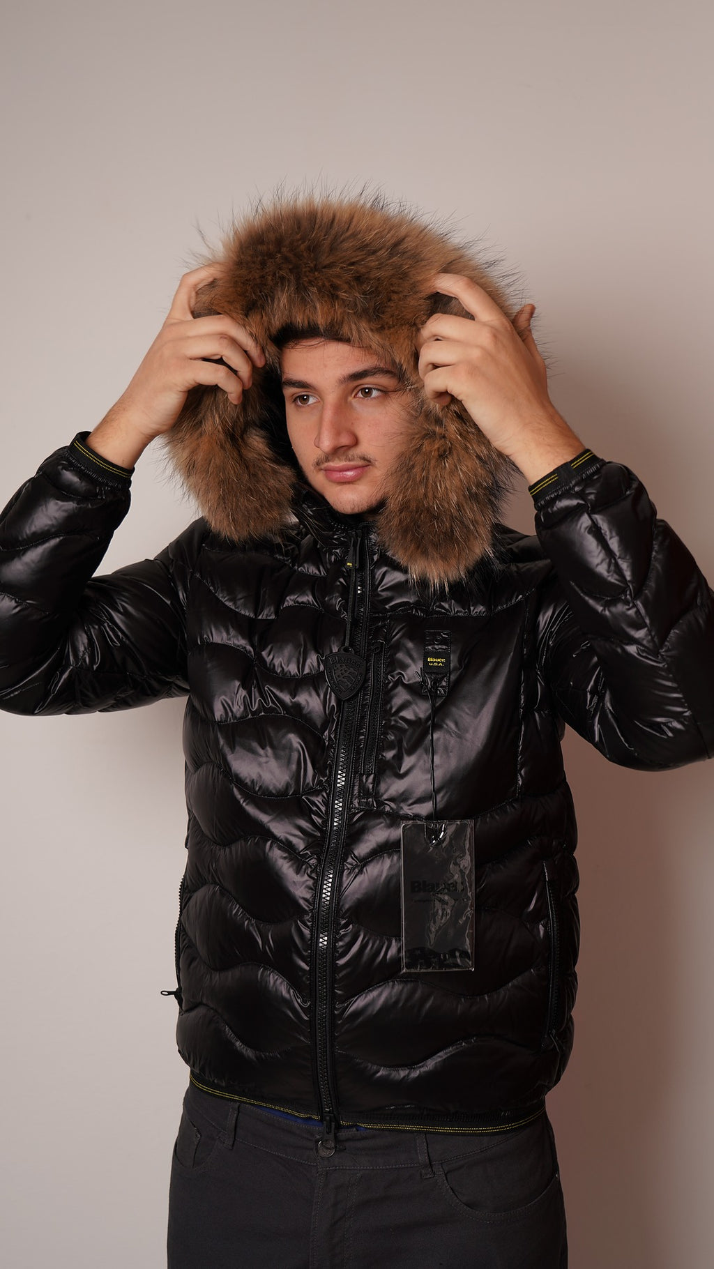 Blauer|Piumino ad onde con pelliccia