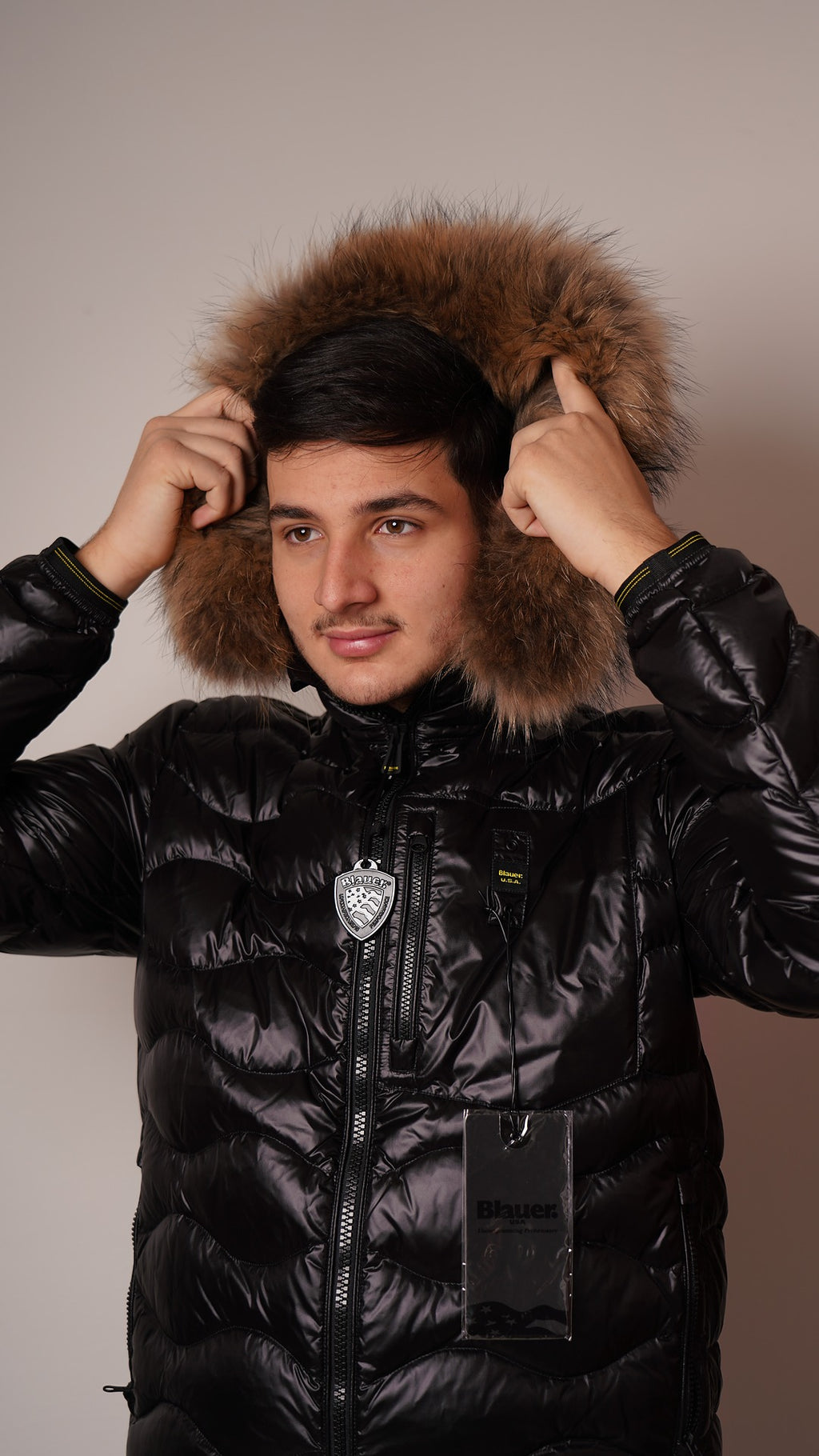 Blauer|Piumino ad onde con pelliccia