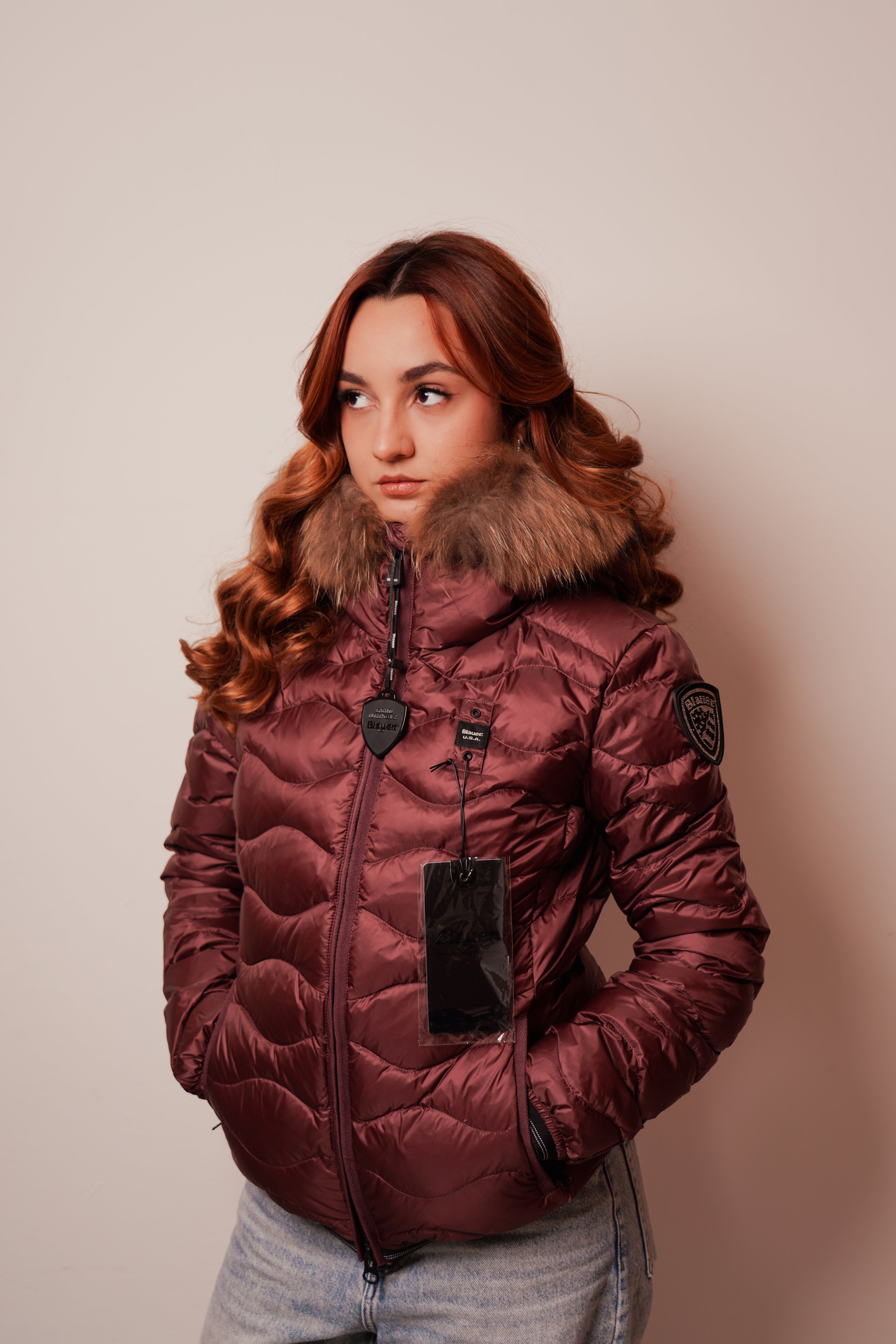 Blauer| Piumino ad onde con bordo in pelliccia aldie