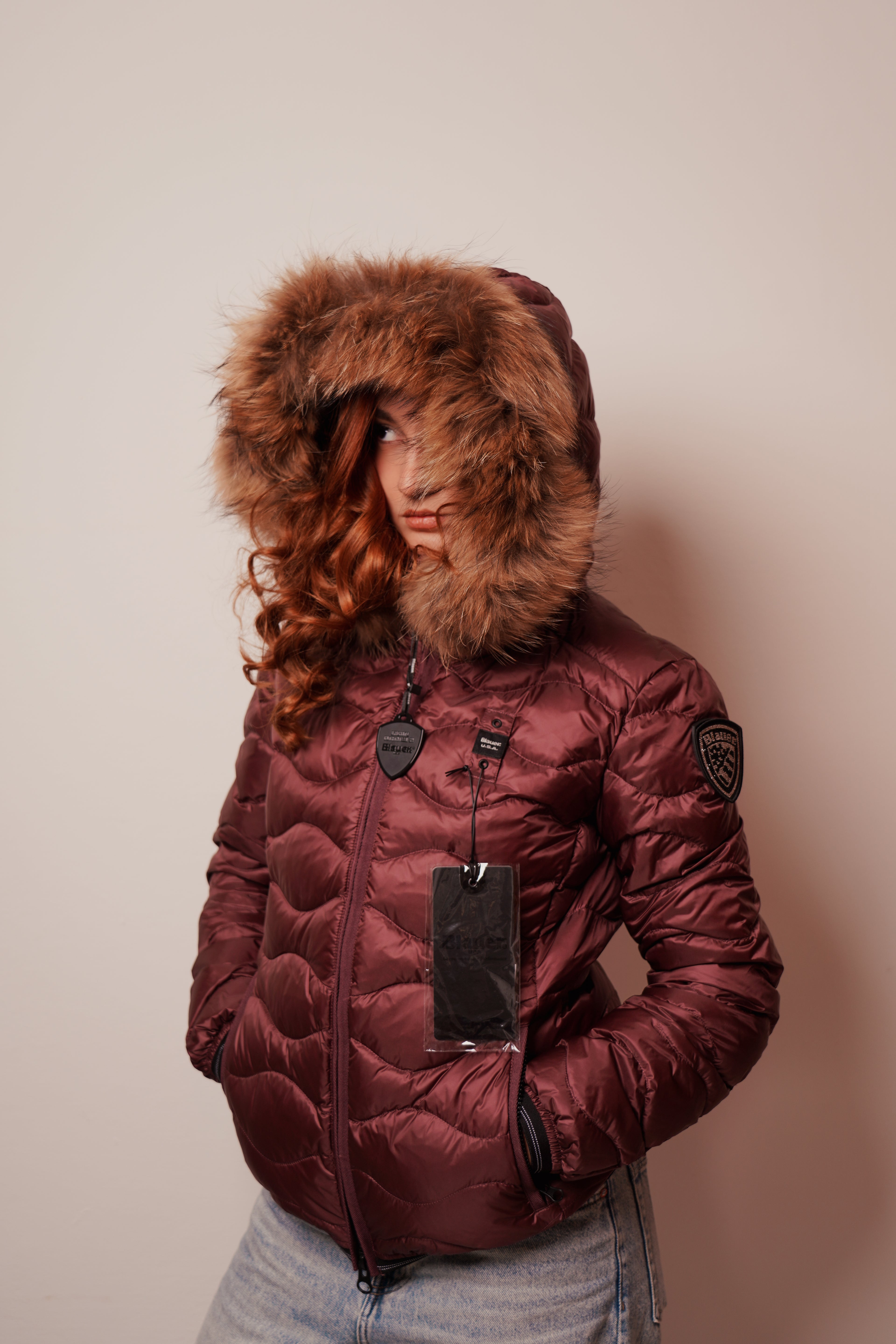 Blauer| Piumino ad onde con bordo in pelliccia aldie