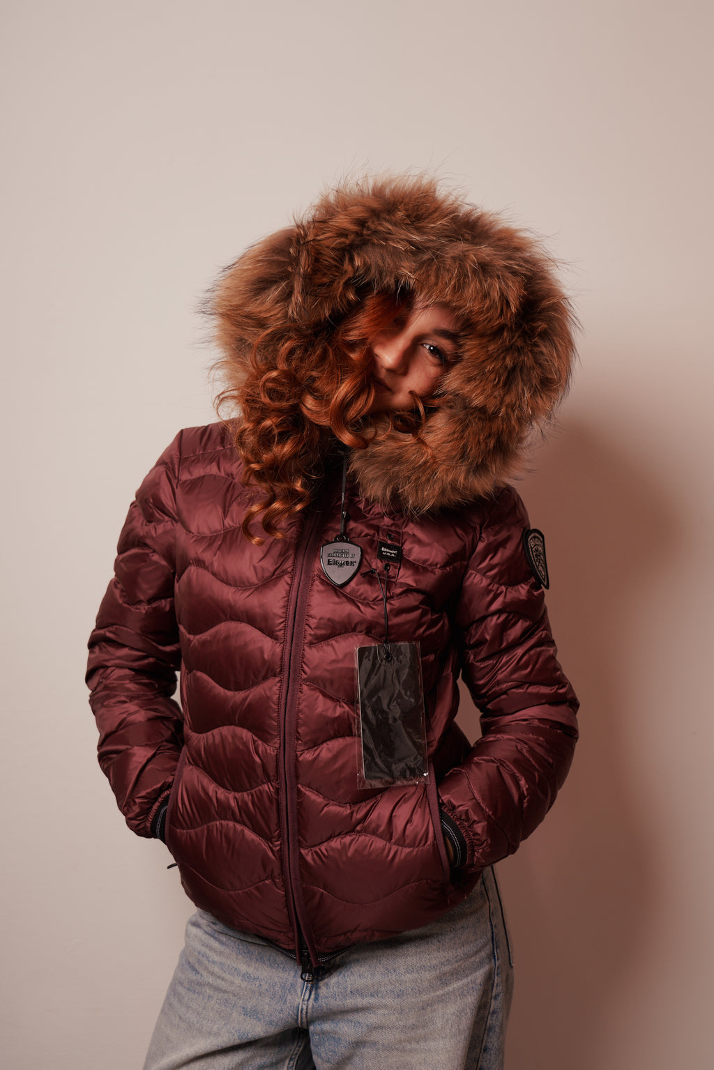 Blauer| Piumino ad onde con bordo in pelliccia aldie