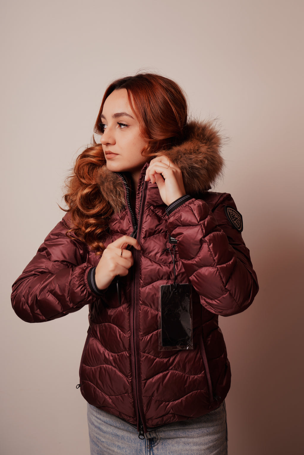 Blauer| Piumino ad onde con bordo in pelliccia aldie