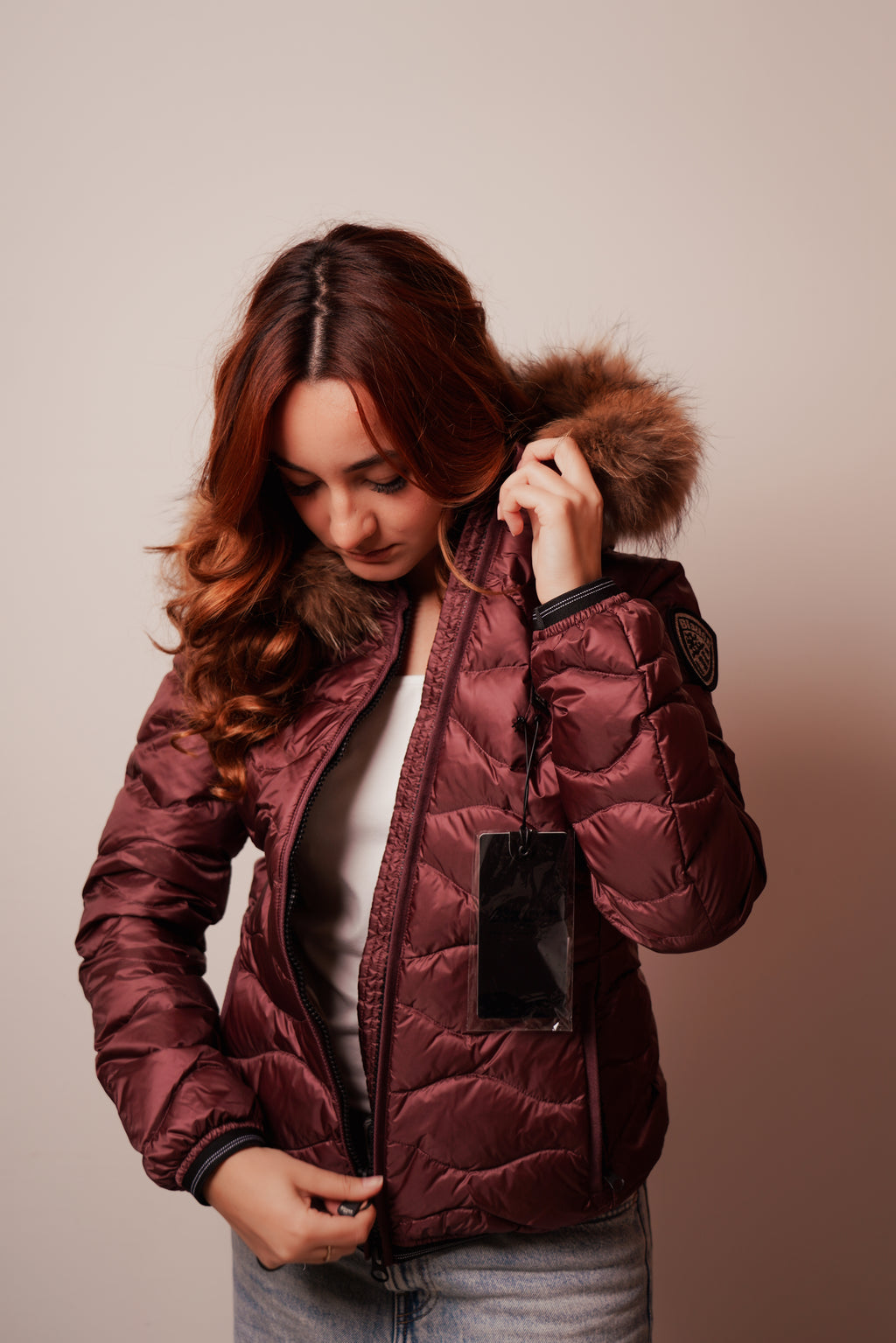 Blauer| Piumino ad onde con bordo in pelliccia aldie