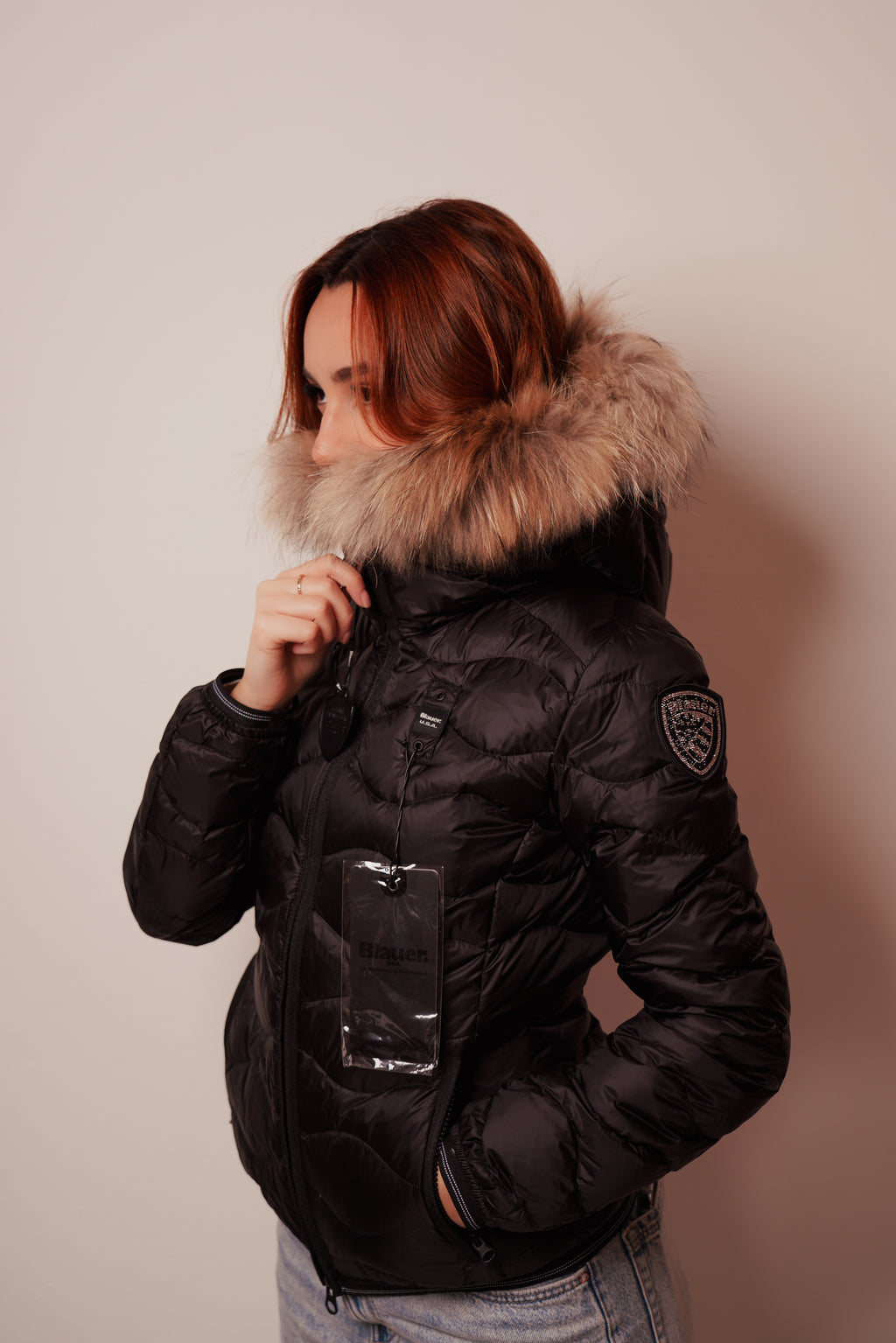 Blauer| Piumino ad onde con bordo in pelliccia aldie