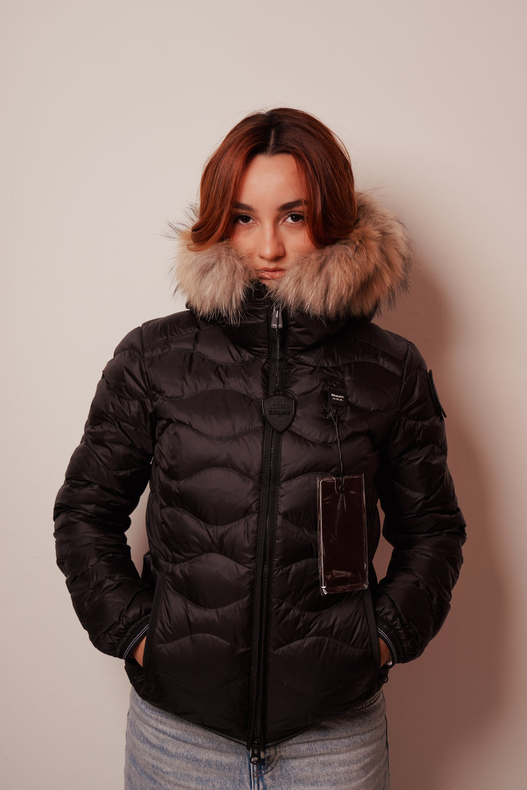 Blauer| Piumino ad onde con bordo in pelliccia aldie