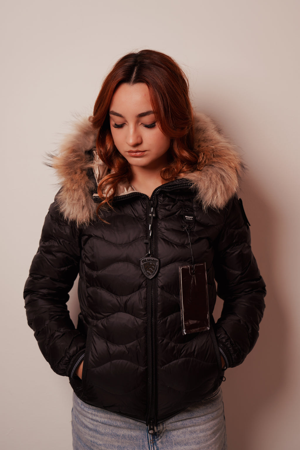 Blauer| Piumino ad onde con bordo in pelliccia aldie